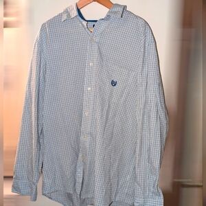 Blue checkered oxford